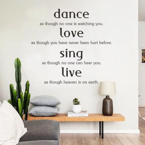 Dance Love Sing Live Wall Sticker Quote Letter Vinyl Wall Decals Wallpaper Home Decoration Poster Mural for Office Home