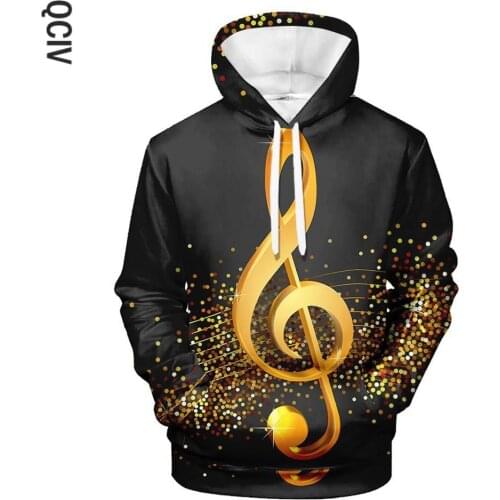Unisex Sweatshirt Hoodie 3D Printing Music Note Loose Hoodies Men Creative Casual Sweatshirts Trendy Oversize Top Blouse