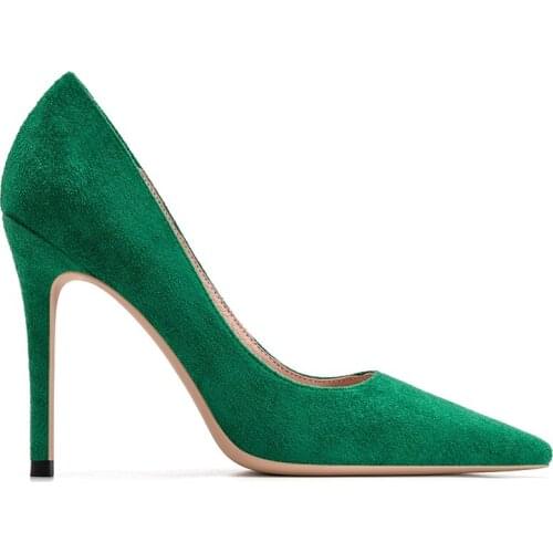 Spring pointed stiletto high heel large size small size suede single shoes banquet dress candy color professional womens shoes