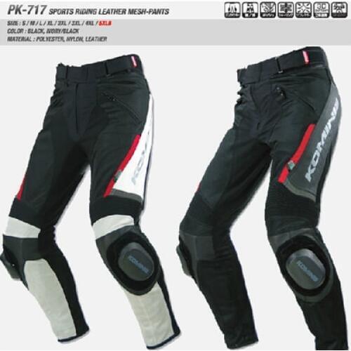 KOMINE PK - 717 spring and summer Breathable mesh material with leather cycling racing trousers