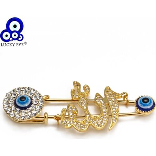 Lucky Eye Blue Turkish Evil Eye Brooch Pin Gold Silver Color Copper Brooch Clothes Fashion Jewelry for Women Girls Men BE234