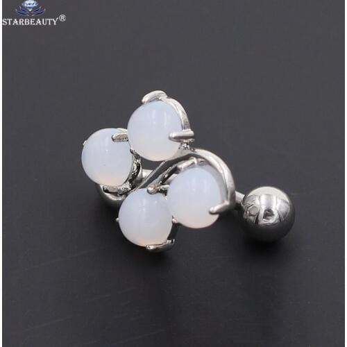 1PC 14G Steel Fake Opal Stone Navel Belly Button Rings Piercing Fashion Nombril Ombligo For Women cherry Body Jewelry