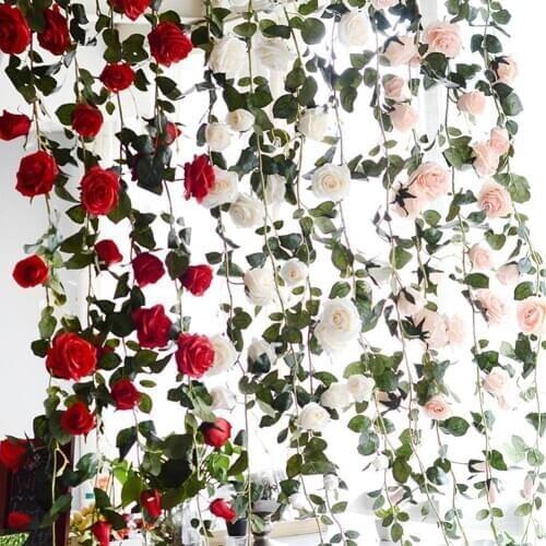 180cm Artificial Rose Flower Ivy Vine String Home Wedding Hanging Decoration