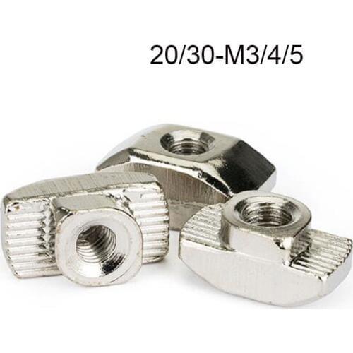 20/30/50pcs M3/M4/M5 for 20 30 Series Slot T-nut Sliding T Nut Hammer Drop in Nut Fasten Connector 2020 3030 Aluminum Extrusion