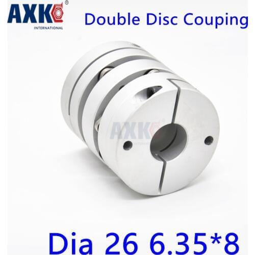2021 Sale Hot Sale Steel Ball Bearing Bearing Axk Od= 26mm Double Disk Coupling 6.35mm To 8mm Clamping Disc Coupler 6.35*8mm