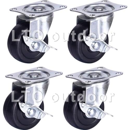 4PCS Universal Caster Wheels Heavy Duty Caster Wheels With Brake Rubber Swivel No Noise Top Plate for Furniture
