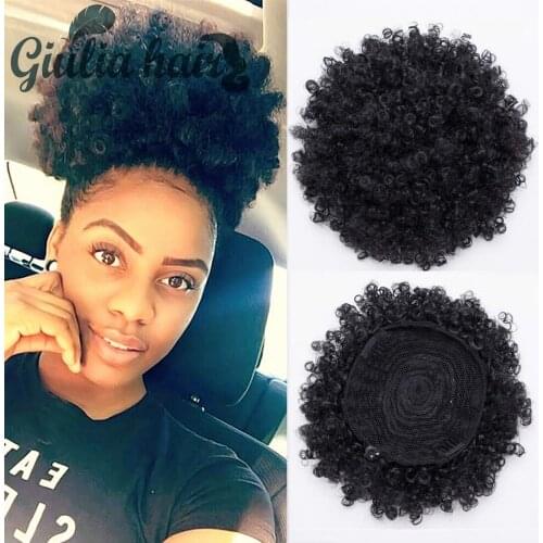Afro Puff Ponytail High Puff Afro Kinky Pony Tail Synthetic Short Afro Kinky Drawstring Ponytail High Temperature Pony Tail