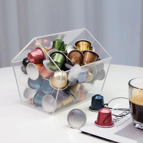 Acrylic Capsule Coffee Storage Box Coffee Pod Cup Holder Nordic Transparent Dustproof Case with Lid Organizer Household