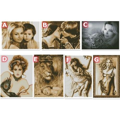 Blonde Beauty Girl Beautiful Woman Child Kiss Embroidery Needlework 14CT Unprinted Art Cross Stitch Kits DIY Handmade Decor