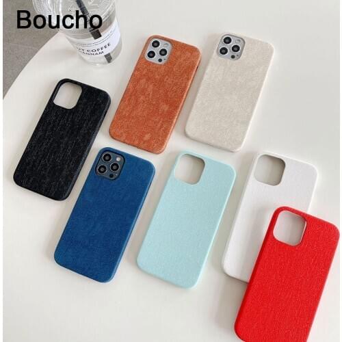 Boucho microfiber skin texture Case For iPhone 12 Pro 12Mini 11pro Max XS Soft Cover For iPhone X XR XS Max 7 8 Plus Phone Cases