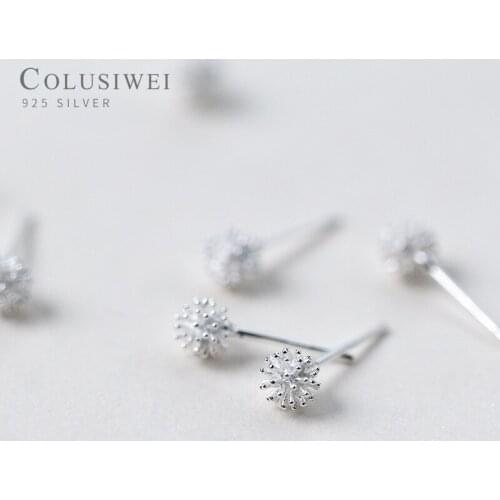 Colusiwei Dandelion Earrings Authentic 925 Sterling Silver Cute Plant Stud Earrings for Women Kids Fashion Korea Style Jewelry