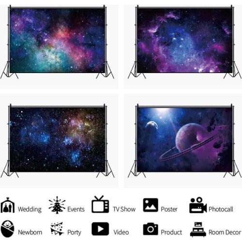 Purple Pink Fantasy Starry Universe Galaxy Backdrops Photographic Photo Background Photography Studio Props Photocall