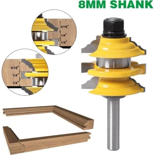 1pc 8mm Shank Glass Door Rail & Stile Reversible Router Bit Woodworking Milling Cutting for Wood Tool Bits
