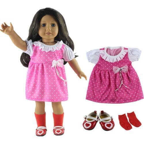 Hot sell! 1 set Leisure handmade dress clothes outfit Princess skirt for 18"American Doll+Shoes+Socks L13