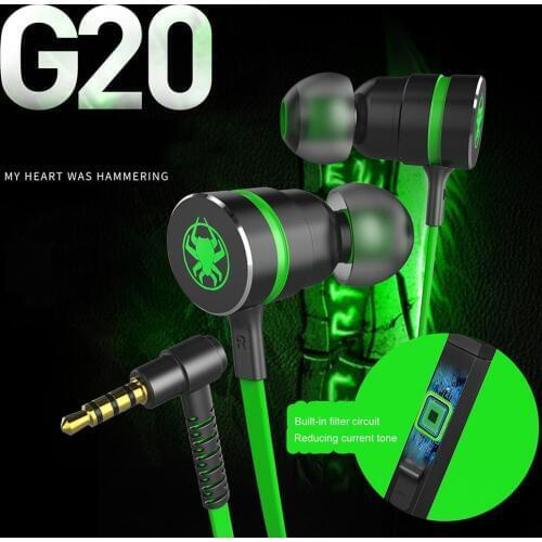 G20 Game Earphone Bass Hammerhead Gaming Earbuds Stereo Wired Magnetic Headset With Microphone in Ear for Phone PC MP3