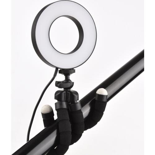 9CM/3.5IN Ring Light for Laptop 3-Colored Circle Lamp with Desktop Tripod 3200–6000K 10 Adjustable Brightness for Live Broadcast