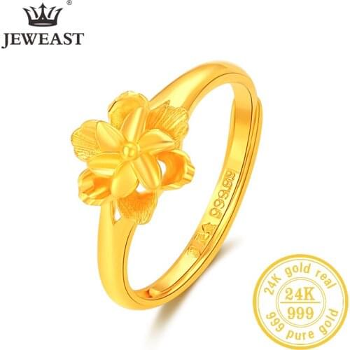 JLZB 24K Pure Gold Ring Real AU 999 Solid Gold Rings Elegant Shiny Beautiful Upscale Trendy Classic Jewelry Hot Sell New 2020