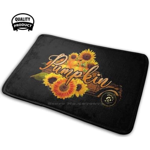 Halloween Lover - Happy Halloween Pumpkin - Fall Sunflower With Pumpkin And Truck Soft Interesting Room Goods Rug Carpet