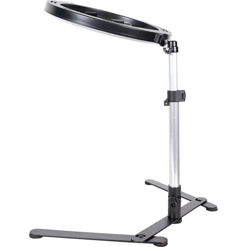 Monopod Mount Bracket With LED Ring Flash Light Lamp Tabletop Stand Tripods With Mobile Phone Holder Overhead Shot For Nail Art