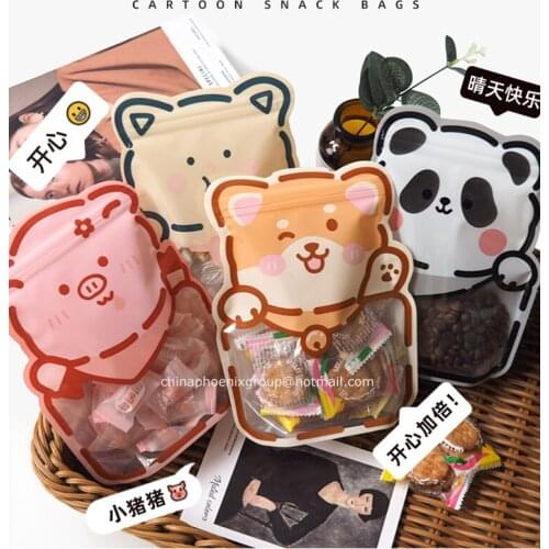 Cute Cartoon Animal Handmade Candy Cookie Bags Childs Birthday Self Stand Biscuit Chocolate DIY Party Baking Bag Plastic Package