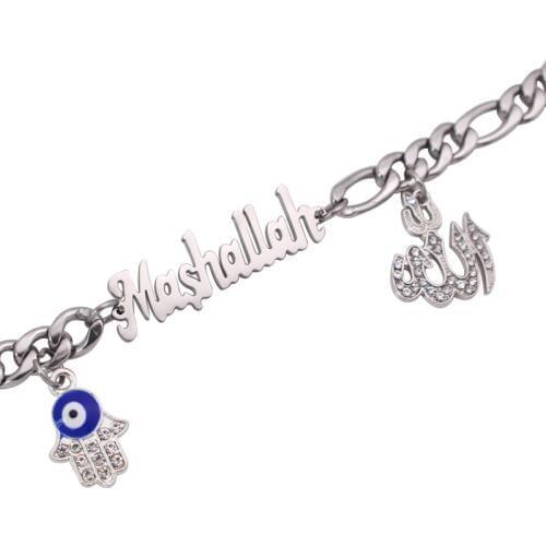 Islam muslim hamsa hand of fatima Mashallah Allah turkey evil eye stainless steel Bracelets