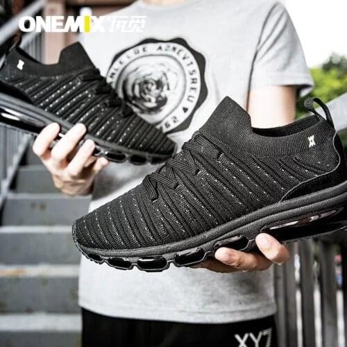ONEMIX 2018 off black sports shoes men sneakers air cushion shoes running sneakers fitness mens shoes max big size 36-47