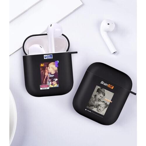 Fashion Cute Funny Boy Soft Case For AirPods 2 1 Black Silicone Bluetooth Earphone Box Matte Cover for Air Pods 1 2 Case