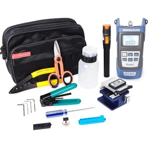 DEBAOFU 15pcs Fiber Optic FTTH Cold connection Tool Kit FC-6S Fiber Cleaver Optical Power Meter 10km VFL Kevlar scissors