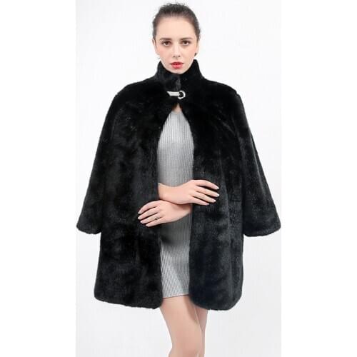 The new Winter Fur Coat fur fur coat Womens Imitation fur coat long round collar Winter Coat Women Fur Jacket Black Coat L39