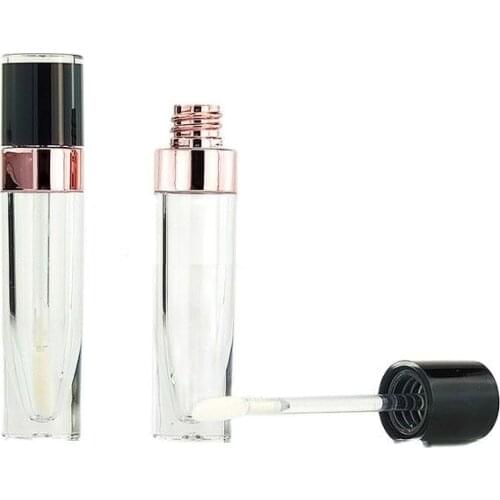 6ml Empty Clear Lip Gloss Tube With Wand Pink Black Lid Cosmetic Packaging Container Lipgloss Bottle 30pieces