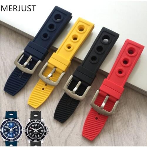 22mm 24 mm Black Silicone Rubber Watch Band Strap With Watches Thicken Buckle Belt Watch Accessories + Tools For Breitling