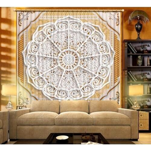 Customized size Luxury Blackout 3D Window Curtains For Living Room Modern White geometric pattern curtains Blackout curtain