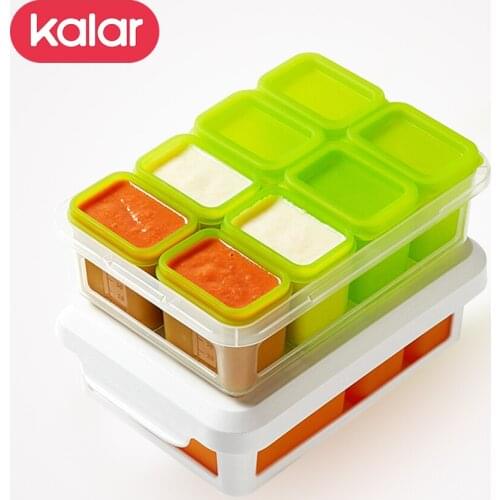 Kalar Silicone Baby Food Storage Containers Freezer Tray Crisper with Combination Blocks Fruit Storage Box Ice Cube Mold