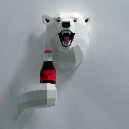 Modern Origami DIY Polar Bear Wall Hanging Three-dimensional Living Room Decoration Large Origami Animal Wall Bedroom Decoration