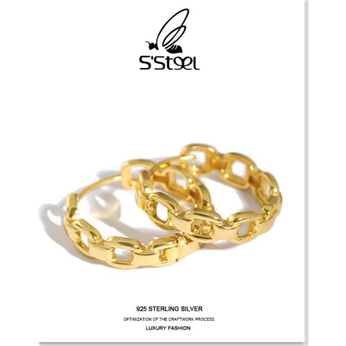 SSTEEL Hoop Earrings For Women 2020 Silver 925 Earring Irregular Trendy Chain Designer Earings Brinco Prata 925 Fine Jewellery