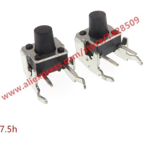 100pcs/lot Tact Switch 6*6*7.5mm Horizontal with Bracket Tactile Push Button Switches Micro Switch