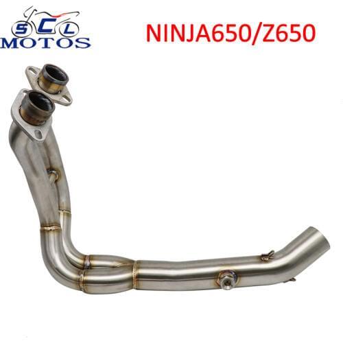 Sclmotos- NINJIA650 Z650 Stainless Steel Motorcycle Exhaust Muffler Pipe Middle Link Pipe Slip On For Kawasaki Z650 NINJIA650
