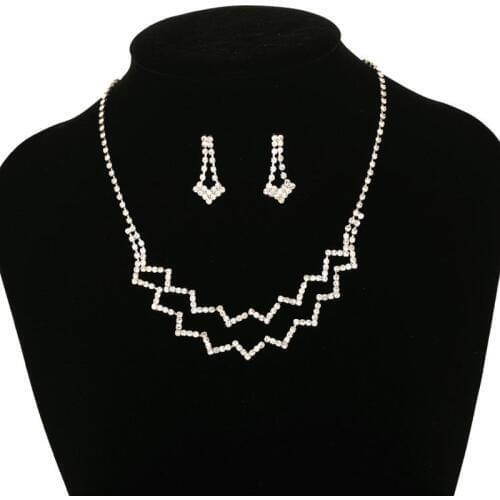 Silver color Pendant Necklace Earrings Jewelry Sets Womens wedding party accessories Statement Necklace best gift #N210