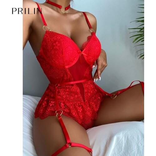 Women Sexy Lingerie Set Garter Belts Lace Choker Leg Ring Underwire Long Bras Sex Panty Transparent Sensual Bandage Underwear