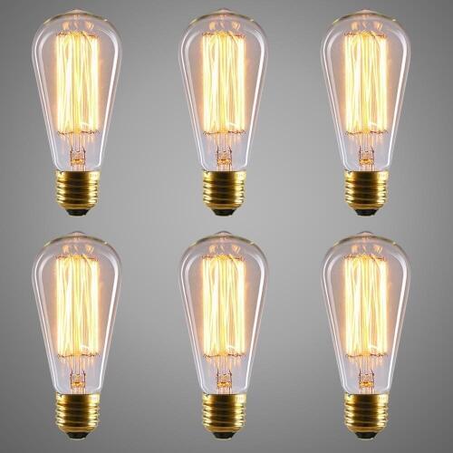 10PCS Edison Industrial Halogen Bulb ST64 120V 220V Revolution Carbon Tungsten E27 light bulb