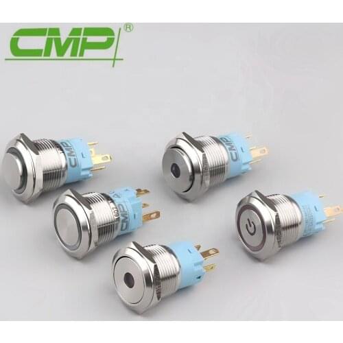 19MM Metal utton Switch 2NO2NC Stainless Steel Waterproof Annular Central Point With Light power label + light