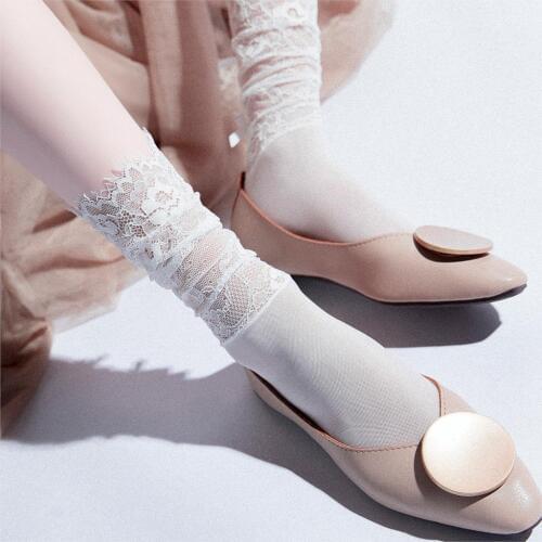 2 pair Fairy socks female lolita lace in stockings white mesh Japanese