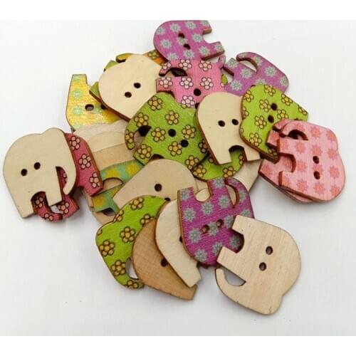 20Pcs Cartoon Elephant Design Wooden Buttons Sewing Scrapbooking Art DIY Decor DIY Baby Children Clothing Sewing Accessories
