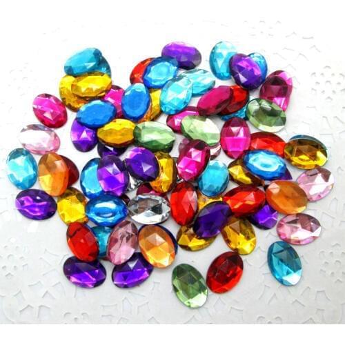 300Pcs Mixed Oval Acrylic Decoration Crafts Beads Flatback Cabochon Scrapbook DIY For Clothes Embellishments Accessories