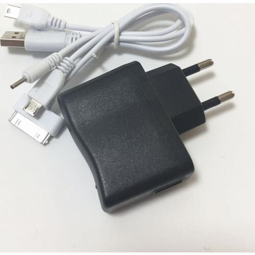 4in1 Universal USB Wall Charger Travel Power Charging Cable USB Charger Cable for Micro-USB Mini-USB IPod 30Pin Nokia 2.0
