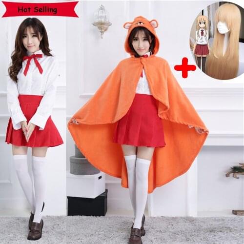 Anime Himouto! Umaru Chan Cosplay Cloak Wig UMARU DOMA Costume Sweet Lovely White Student Uniforms High Quality Short Skirt