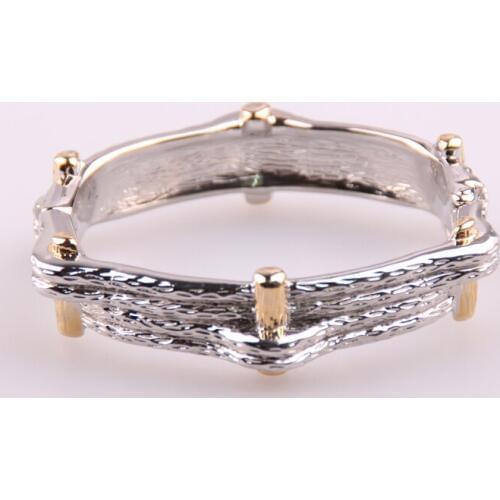 Free shipping fashion rhodium plated with gold ornament irregular alloy bangle bracelet for women, cuff bangle bracelet jewelry