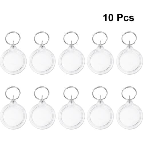 100pcs Keychains Circular Transparent Blank Acrylic Insert Photo Picture Frame Keyring Key Holder DIY Ring Key Chain Gift