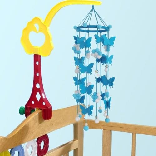 Baby Crib Wind Chime Butterfly Hair Ball Rattle Newborn Cot Pendant Infants Room Decoration Shower Gift