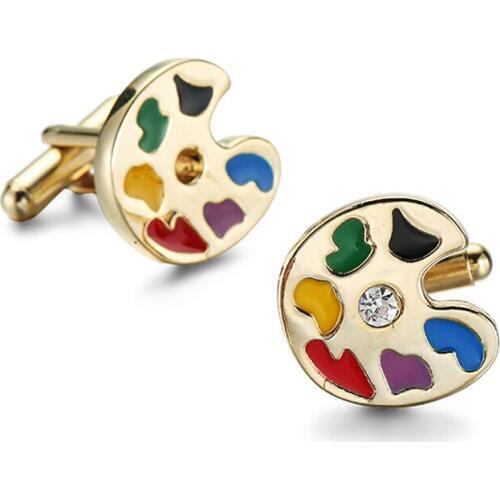 DY selling high quality Gold Enamel Cufflinks flowers new fashion mens French Cufflinks wholesale and retail